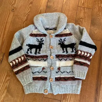 루돌프 무늬 니트 가디건 긴팔 그레이