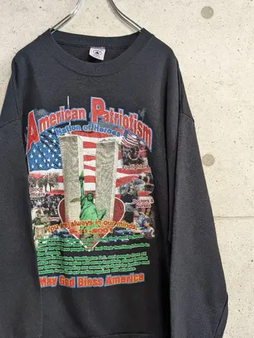 DELTA 블랙 맨투맨 USA 제조 9.11 애국심 월드 트레이드 센터