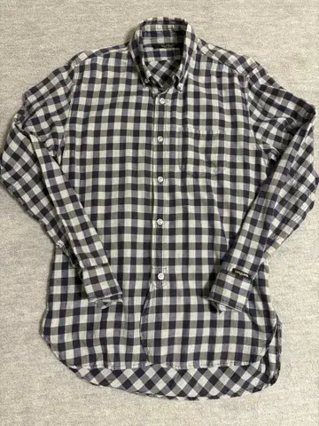 narifuri 네이비와 그레이 체크 긴팔 셔츠