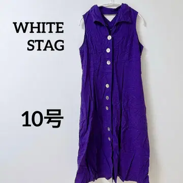 1점 [ 10호 ] WHITE STAG 보라색 슬리브리스 원피스 퍼플