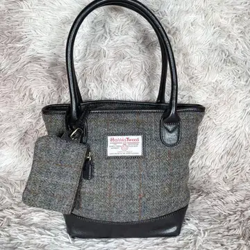 브리티시 그린 해리스 트위드 핸드백 파우치 포함