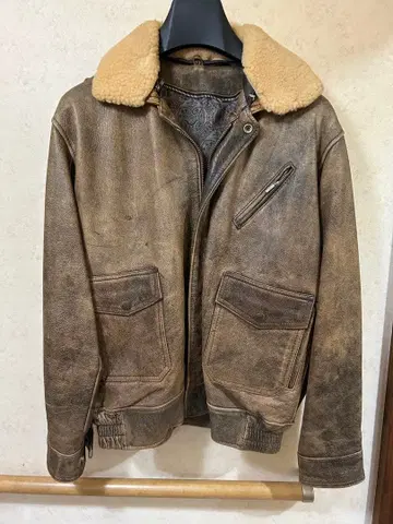 브라운 가죽 퍼 포함 자켓