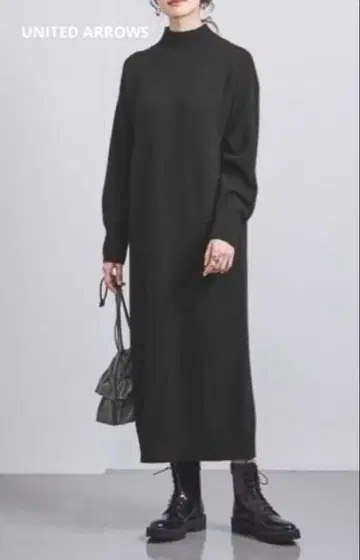 UNITED ARROWS 캐시미어 혼방 W/CA 하이넥 니트 원피스
