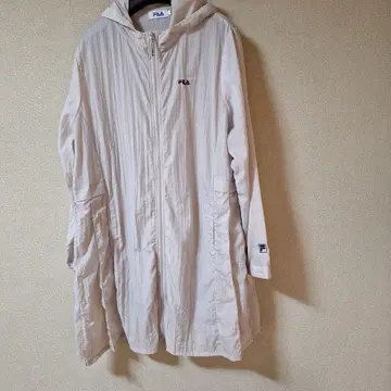 FILA 후드 부착 베이지 롱 코트