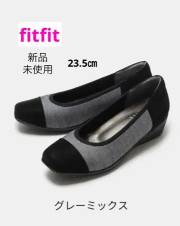 미사용 fitfit 발수 바이컬러 이소재 펌프스 23.5cm 경량 와이드