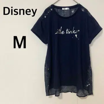 디즈니 반팔 T셔츠 [ M ] 시스루 팅커벨 네이비