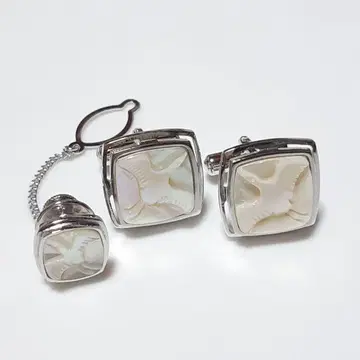 커프스 단추 넥타이핀 새 버드 쉘 조각 세트 브로치 m28