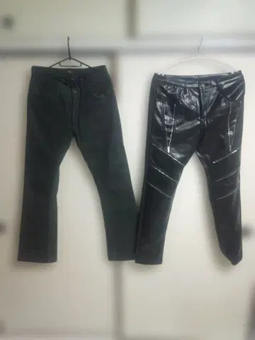 Lee 라이더 가죽 팬츠와 PV 가죽 슬림핏 팬츠 2종 세트