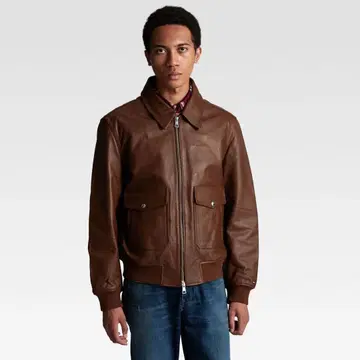 타미힐피거 A2 가죽 자켓 브라운