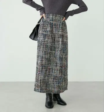 내추럴 꾸뛰르/MIX 트위드 하이웨스트 타이트 스커트