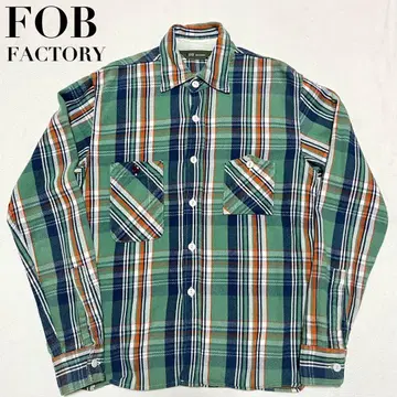 FOB FACTORY 체크 플란넬 셔츠 M 일본제 두꺼운 원단 워크 셔츠