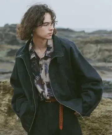 Casper John 하이넥 데님 블루종 블랙 L