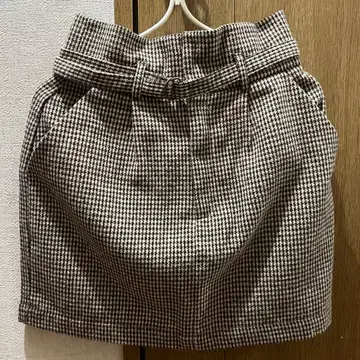 Heather 체크 미니 스커트 브라운