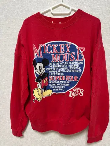 미키마우스 스웨트 셔츠 빨간색 빈티지
