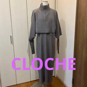 새상품 CLOCHE 돌먼 슬리브와 리브 니트 원피스 셋업