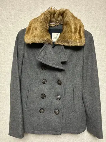 그레이 울 더블 브레스트 피 코트