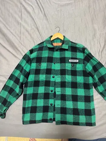 TENDERLOIN 그린 블랙 체크 플란넬 자켓