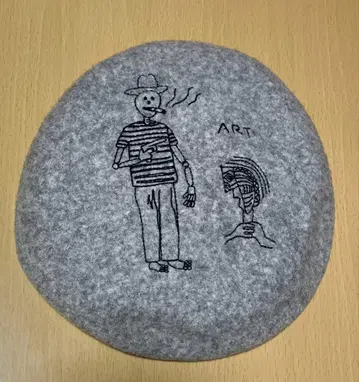 [ 새상품급 ] CA4LA 피카소 아트 자수 베레모 그레이