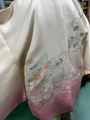 3272 꽃무늬 크림 핑크 겉옷 기장 68cm 화장 62cm