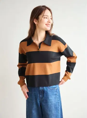 LOUNIE 니트 라거 셔츠 카멜 블랙