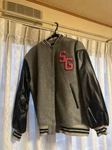 jouetie 바시티 자켓 그레이/블랙 SG 로고