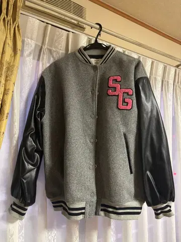 jouetie 바시티 자켓 그레이/블랙 SG 로고