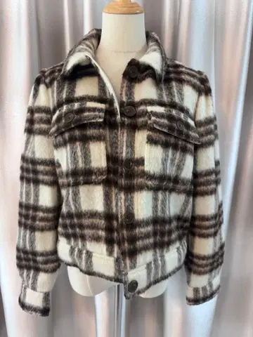 체크 무늬 플리스 자켓