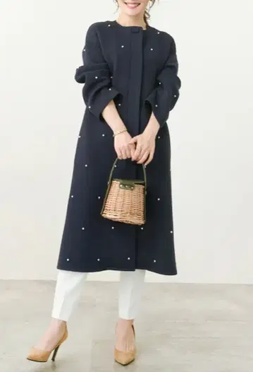 [ Liala x PG 리알라 ] 아우터 본딩 펄 코트 네이비 새상품급