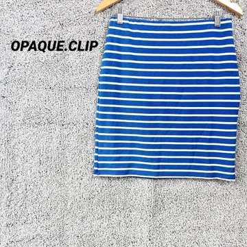 3279 오파크 클립 미디 스커트 미니 스커트 보더 파랑 화이트 L