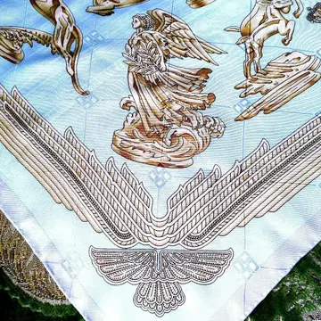 그리스 신화 시대 테마 실크 엘레강트 스카프 Lancel 실크 100