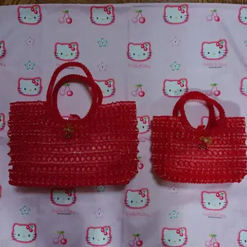 체리 비즈 백 대소 2종 세트