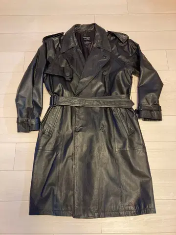 SIDI 블랙 가죽 트렌치코트 F 사이즈