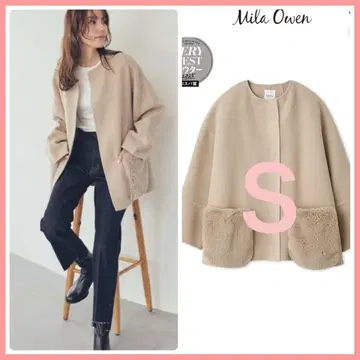 미개봉 Mila Owen 2way 퍼 포켓 리버 코트 IVR 0 사이즈