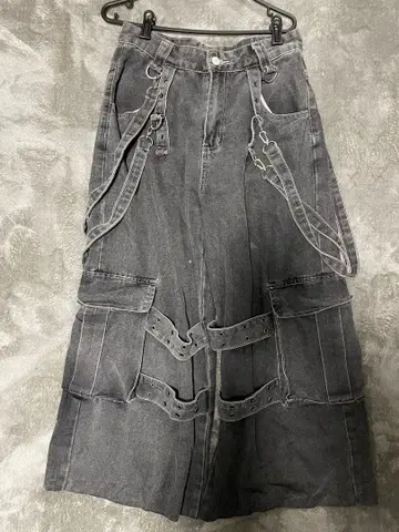 슬랩 벨트 카고 데님 팬츠