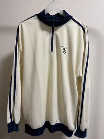 PG 로고 하프 지퍼 트레이닝복 크림색