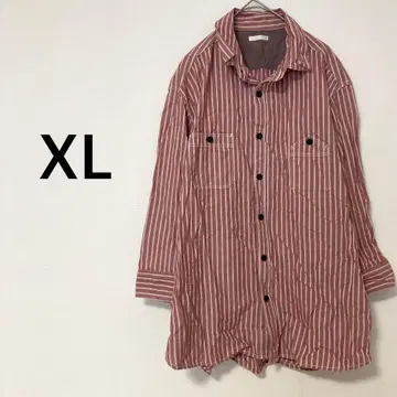 긴팔 스트라이프 셔츠 [ XL ] 코튼 100% 빅 사이즈 루즈핏