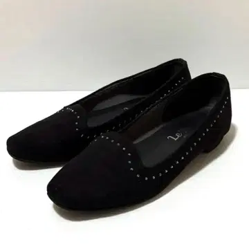 LE TALON 펌프스 스웨이드 스톤 블랙 23cm