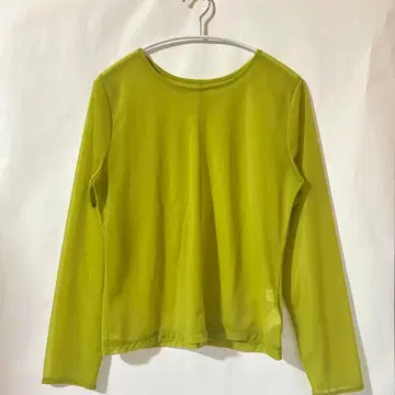 라임 그린 긴팔T셔츠 시스루