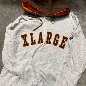XLARGE 지퍼 후드티 그레이/브라운