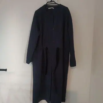 스웨이드 느낌 롱 코트 네이비