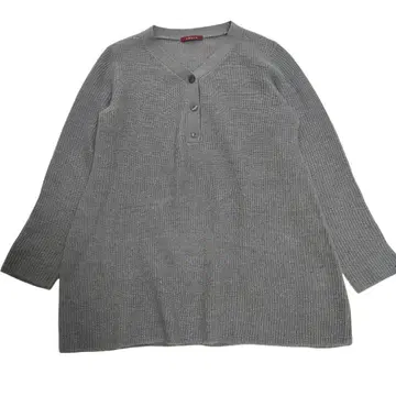 AMACA 아마카 양모 모헤어 혼방 긴팔 니트 M 그레이 버튼