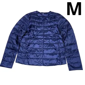 유니클로 라이트 다운 노카라 M 네이비