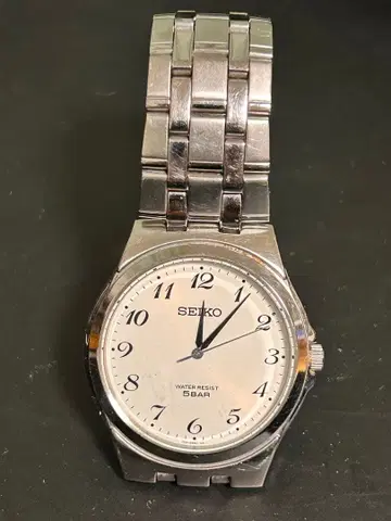 SEIKO 화이트 다이얼 스테인리스 스틸 시계