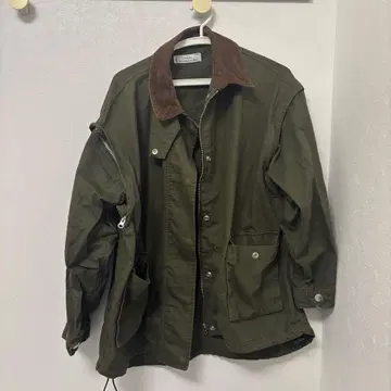 올리브 그린 코튼 밀리터리 자켓