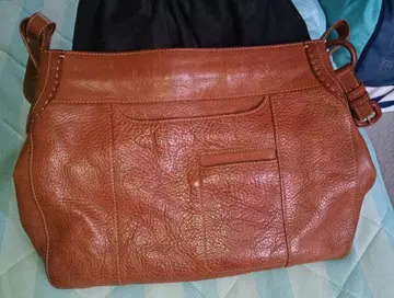 브라운 천연 가죽 숄더백