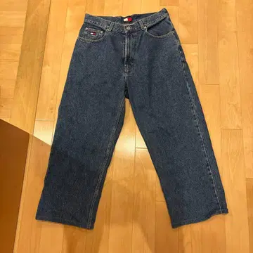 TOMMY JEANS 데님 블루 와이드 레그 청바지