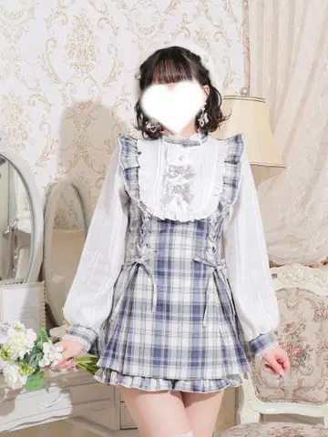 NOEMIE 새상품 사키마루짱 콜라보 하트 초커 시어 체크