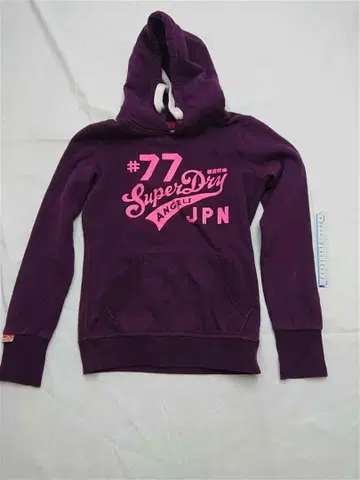 슈퍼 드라이 퍼플 계열 프린트 후드티 S 사이즈 여성용