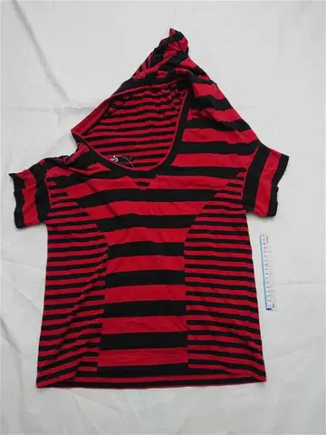 와이쓰리 보더 후디 반팔 티셔츠 레드 계열 M 사이즈