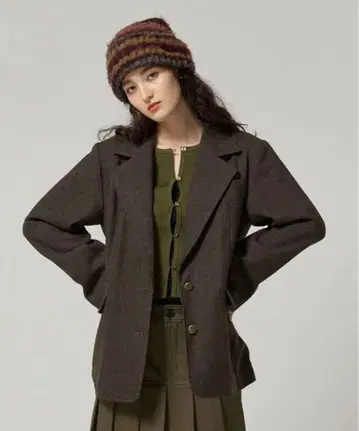 울 믹스 체크 자켓 / TINA: JOJUN